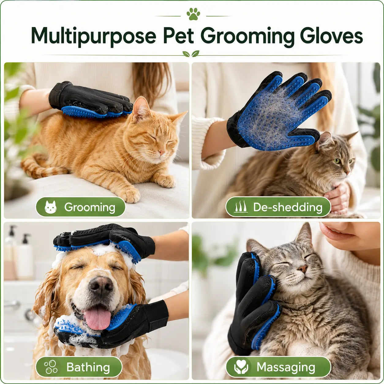 Clovertail™ Pet Grooming Gloves