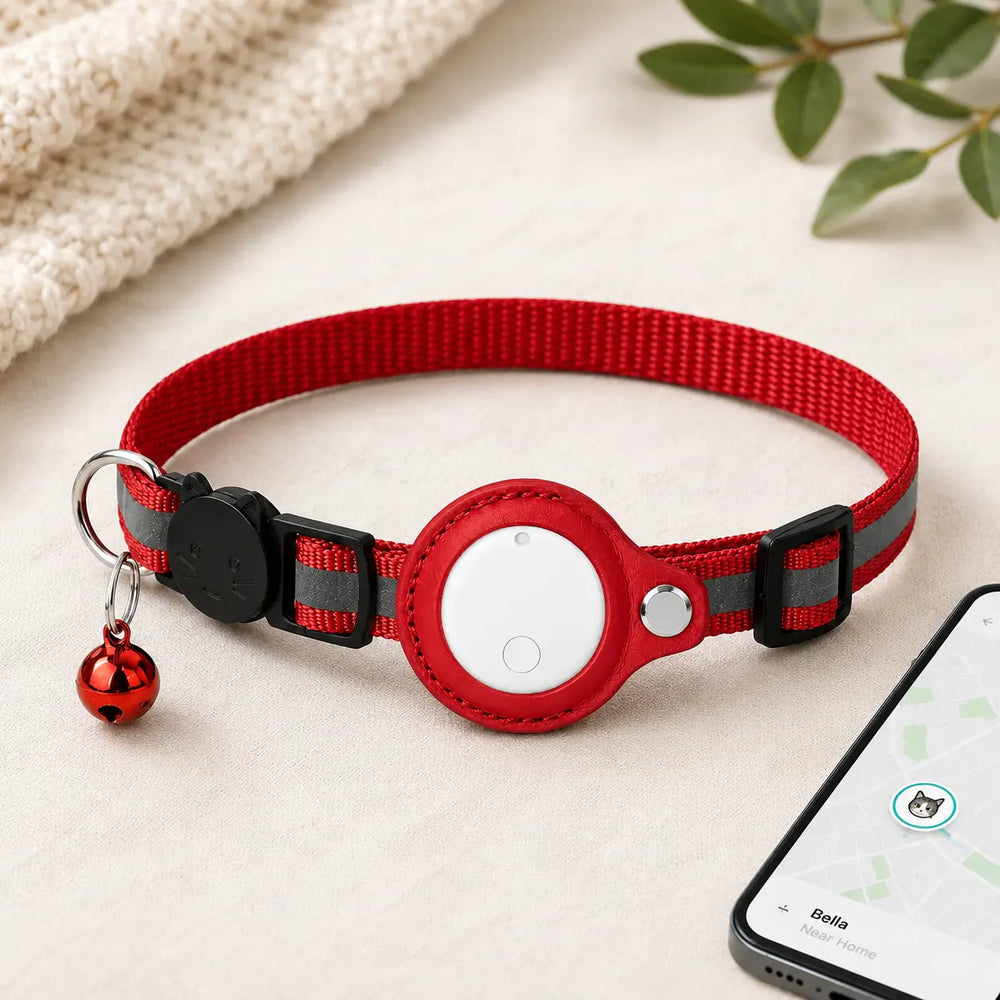 Red AirTag Collar With The Tracking App